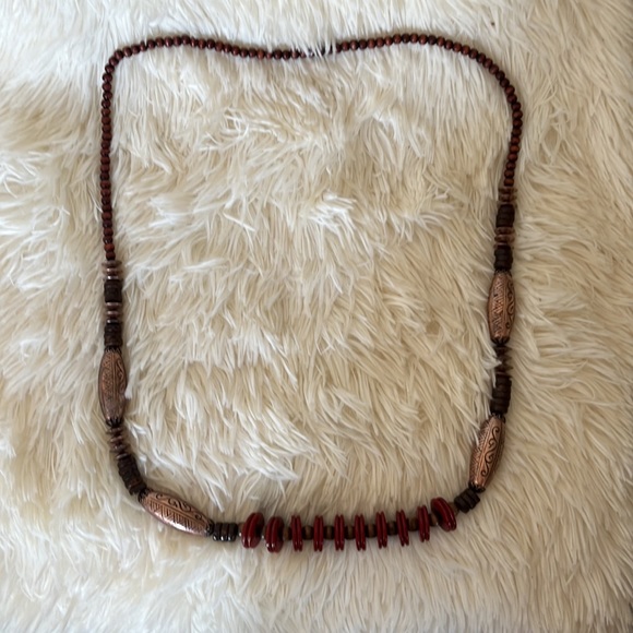 wooden Beaded Accent Necklace - Picture 2 of 4